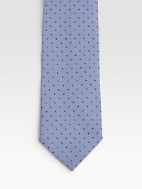 Contrast pindots enliven a handwoven silk jacquard design. Silk Dry clean Made in Italy Contrast pindots enliven a handwoven silk jacquard design. Silk Dry clean Made in Italy