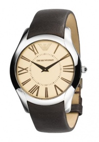 Emporio Armani Gents Stainless Steel Watch with Brown Leather Strap Emporio Armani Gents Stainless Steel Watch with Brown Leather Strap