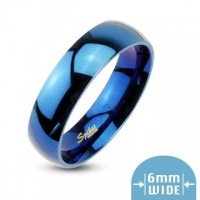 6mm 316L Stainless Steel Mirror Polished Blue IP Dome Wedding Band Ring Sz 5-13; Comes With Free Gift Box 6mm 316L Stainless Steel Mirror Polished Blue IP Dome Wedding Band Ring Sz 5-13; Comes With Free Gift Box