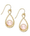 A touch of color livens any look. These stunning 10k gold figure 8 drop earrings feature round-cut pink chalcedony stones (2-1/2 ct. t.w.) on french wire. Approximate drop: 1-1/2 inches.