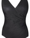 Miraclesuit Pin Point Oceanus One-Piece Wire-free Swimsuit Plus Size, 20W, Black / White