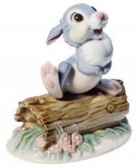 Bambi's pal, Thumper, lifts a foot to perform his signature thump-on-a-log move in this handcrafted porcelain figurine from Nao by Lladro. Bambi's pal, Thumper, lifts a foot to perform his signature thump-on-a-log move in this handcrafted porcelain figurine from Nao by Lladro.
