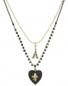 Betsey Johnson Betsey Goes to Paris Glitter Heart and Eiffel Tower 2 Row Necklace