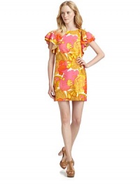 THE LOOKAllover abstract printDraped flutter sleevesBack zip with hook-and-eye closureTHE FITAbout 32 from shoulder to hemTHE MATERIALSilkCARE & ORIGINDry cleanImportedModel shown is 5'10½ (179cm) wearing US size 4. THE LOOKAllover abstract printDraped flutter sleevesBack zip with hook-and-eye closureTHE FITAbout 32 from shoulder to hemTHE MATERIALSilkCARE & ORIGINDry cleanImportedModel shown is 5'10½ (179cm) wearing US size 4.