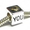 14K Gold Sterling Silver Heart Love You Cube Compatible With Pandora Troll European Story Charm Bracelets