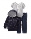 Nautica Sportswear Kids Baby-Girls Infant Polka Dot 3-Piece Set, New Sport Navy, 18 Months