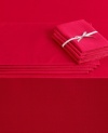 All together now. This clever and incredibly versatile Westin table in a bag set includes a tablecloth, napkins and placemats for up to eight guests. A holiday-red hue and subtle texture add to its timeless appeal.