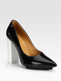 An island platform and contrasting block heel is a modern twist on classic point toe leather pumps. Self-covered heel, 4½ (115mm)Island platform, ½ (15mm)Compares to a 4 heel (100mm)Leather upperPoint toeLeather liningLeather and rubber solePadded insoleImportedOUR FIT MODEL RECOMMENDS ordering true size. An island platform and contrasting block heel is a modern twist on classic point toe leather pumps. Self-covered heel, 4½ (115mm)Island platform, ½ (15mm)Compares to a 4 heel (100mm)Leather upperPoint toeLeather liningLeather and rubber solePadded insoleImportedOUR FIT MODEL RECOMMENDS ordering true size.