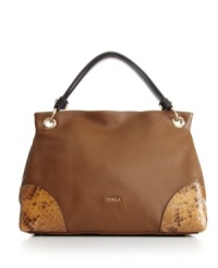 Fall head over heels for this modern girl must-have from Furla. A gorgeous leather design detailed with python print trim and goldtone hardware. Fall head over heels for this modern girl must-have from Furla. A gorgeous leather design detailed with python print trim and goldtone hardware.