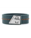 Lock up bold seasonal style! BCBGeneration's trendy turnlock cuff bracelet features a green PVC strap with bright orange stitching and silver tone mixed metal closure. Approximate length: 8-1/2 inches.