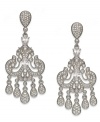 A fine vintage. Eliot Danori's sophisticated chandelier earrings glisten with crystal accents and cubic zirconia (1-1/2 ct. t.w.). Set in silver tone mixed metal. Approximate drop: 1-1/2 inches.