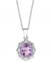 Simply purple. Victoria Townsend's pretty pendant features an oval-cut amethyst (4-/12 ct. t.w.) set in sterling silver. Approximate length: 18 inches. Approximate drop: 1 inch.