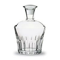 With bold cuts on the lower half, this dazzling crystal decanter adds sparkle to your liquor display. With bold cuts on the lower half, this dazzling crystal decanter adds sparkle to your liquor display.