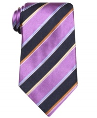 With sleek stripes in a shock of cool color, this Countess Mara tie seals the deal in your work wardrobe. With sleek stripes in a shock of cool color, this Countess Mara tie seals the deal in your work wardrobe.