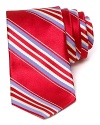 In a classic palette, this boldly striped tie from Ike Behar lends a preppy look.