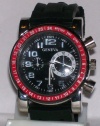 Geneva Red/Black Sports Watch W/Black Silicone Band