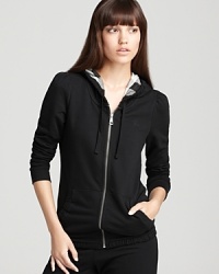 Rendered in velvety-soft cotton, this lightweight Burberry Brit hoodie infuses your laidback style with luxe appeal. A check-lined hood lends a chic finish to the sumptuous silhouette. Rendered in velvety-soft cotton, this lightweight Burberry Brit hoodie infuses your laidback style with luxe appeal. A check-lined hood lends a chic finish to the sumptuous silhouette.