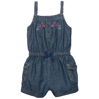 OshKosh B'Gosh Embroidered Chambray Shortall - Sky Blue OshKosh B'Gosh Embroidered Chambray Shortall - Sky Blue