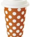 Yedi Houseware Classic Coffee and Tea White Dots 11-Ounce Travel Mug, Orange
