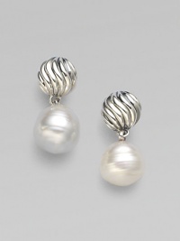 From the Elements Collection. Carved sterling silver with luminous South Sea pearl drop.South Sea pearl Sterling silver Length, about 1 Width, about ½ Post back Imported