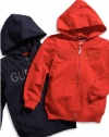 GUESS Kids Girls Little Girl Hoodie with Appliqué, NAVY (5/6)