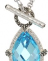 Judith Jack Charisma Sterling Silver, Marcasite and Blue Spinel Convertible Pendant Necklace, 36