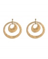 Send your look into another orbit with chic, circular drops. Kenneth Cole New York earrings feature two, cut-out, graduated circles on a post backing. Set in worn gold tone mixed metal. Approximate drop: 1-1/2 inches.