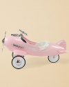 Imaginations soar in this pretty pink plane with sparkling chrome steering wheel and trim. All metal construction Padded seat Rubber-edged wheels Pedal operation 24H X 44W X 45D Imported Recommended for ages 3-5