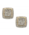 Sparkling and stunning. Victoria Townsend's cushion-cut earrings, set in 18k gold over sterling silver, dazzle with diamond accents providing a radiant touch. Approximate drop: 3/8 inch.