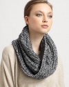A cozy, stretchy knit wrap is crafted in a luxe blend of wool, cotton and mohair.Wool/Cotton/Mohair/Nylon16W X 13L X 15.5DDry cleanImported