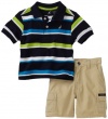 Nautica Sportswear Kids Baby-Boys Infant Short Sleeve Shirt And Cargo Short Set, Sport Navy, 18 Months