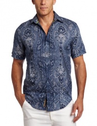 Cubavera Men's Short Sleeve Tucked Front Paisley Print Panel Shirt Cubavera Men's Short Sleeve Tucked Front Paisley Print Panel Shirt
