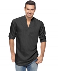 Dressed up or down, this shirt from Cubavera exudes handsome polish in a light and airy fabric. Dressed up or down, this shirt from Cubavera exudes handsome polish in a light and airy fabric.
