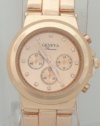 Geneva Quartz Chronograph-style Look Rhinestone on Dial Rose Gold Metal Band