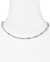 Slip on something simple and sparkly with this hammered silver link necklace from Nadri. It's delicate design hints at understated chic. Slip on something simple and sparkly with this hammered silver link necklace from Nadri. It's delicate design hints at understated chic.