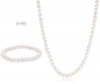 Sterling Silver Freshwater Cultured Pearl Necklace, Stretch Bracelet and Stud Earrings Set