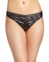 Calvin Klein Women's Satin Sctructure Thong, Gunmetal, Small