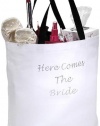 Darice VL1419, Here Comes The Bride Tote, 18-Inch by 16-Inch by 4-Inch, White