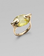 From the Lollidrops Collection. A modern take on the cocktail ring, offering a large oval of faceted quartz in a grommeted setting of 18k yellow gold. Lemon quartz 18k yellow gold Length, about 1 Made in USA