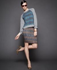 An allover textural striped fabric makes this Cynthia Rowley Print Edition pencil skirt a cool pick for a mixed-print look! An allover textural striped fabric makes this Cynthia Rowley Print Edition pencil skirt a cool pick for a mixed-print look!