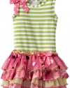 Bonnie Jean Girls 2-6X Mesh Sparkle Dress, Green, 4T