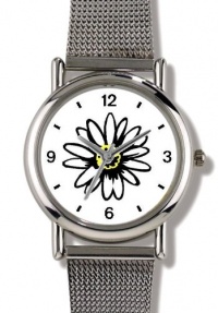 Daisy Flower - WATCHBUDDY® ELITE Chrome-Plated Metal Alloy Watch with Metal Mesh Strap - Small ( Children's Size - Boy's Size & Girl's Size ) Daisy Flower - WATCHBUDDY® ELITE Chrome-Plated Metal Alloy Watch with Metal Mesh Strap - Small ( Children's Size - Boy's Size & Girl's Size )