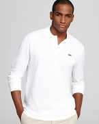 Lacoste's classic-fit polo with long sleeves, ribbed trim and embroidered logo at the left chest.