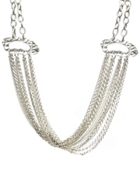 Layer up on all that's chic. FALCHI by Falchi's stylish swag necklace features rows of delicate chains accented by chunky asymmetrical corners. Set in gold tone mixed metal. Approximate length: 36 inches. Approximate drop: 9 inches Layer up on all that's chic. FALCHI by Falchi's stylish swag necklace features rows of delicate chains accented by chunky asymmetrical corners. Set in gold tone mixed metal. Approximate length: 36 inches. Approximate drop: 9 inches