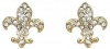 Cute Gold Plated Sparkling Crystal Embellished Fleur De Lis Stud 1/2 Stud Earrings