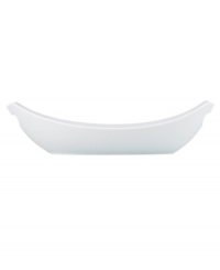 Feature modern elegance on your menu with the Classic Fjord oval serving dishes from Dansk dinnerware. The dishes serve up glossy white porcelain with a fluid, sloping edge that prevents spills and keeps tables looking totally fresh. Feature modern elegance on your menu with the Classic Fjord oval serving dishes from Dansk dinnerware. The dishes serve up glossy white porcelain with a fluid, sloping edge that prevents spills and keeps tables looking totally fresh.