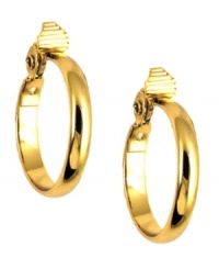 More to love. This pair of medium-width hoop earrings from Anne Klein is crafted from gold-tone mixed metal and features glass accents for added shine. Approximate diameter: 1-3/4 inches. More to love. This pair of medium-width hoop earrings from Anne Klein is crafted from gold-tone mixed metal and features glass accents for added shine. Approximate diameter: 1-3/4 inches.