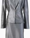 Calvin Klein Women's Modern Metallic Skirt Suit 6 Cream/Silver [Apparel]