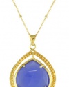 Coralia Leets Jewelry Design Riviera Collection Large Single Frame Necklace Deep Blue Chalcedony