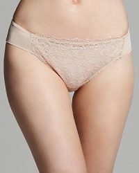 Lace lends feminine appeal to these bikini briefs from Wacoal. Lace lends feminine appeal to these bikini briefs from Wacoal.